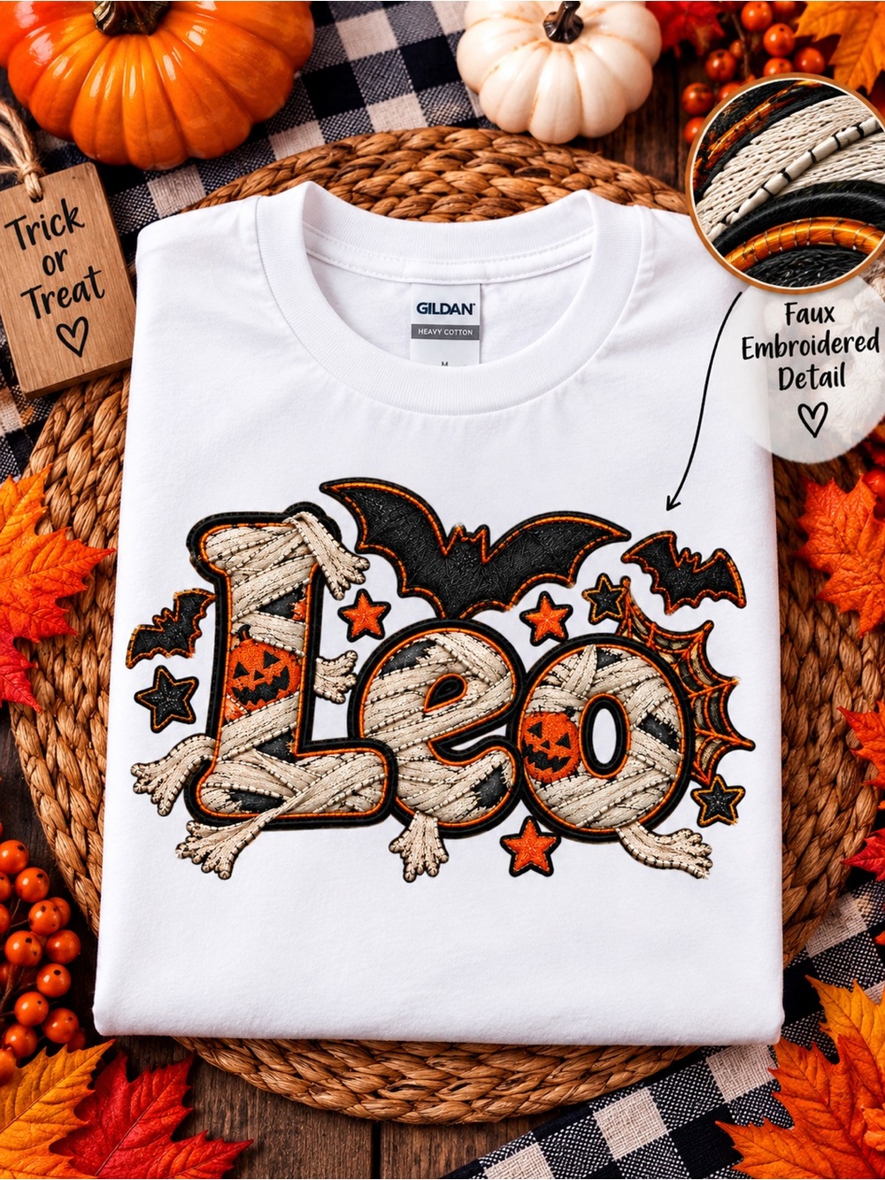 Personalized Kids Halloween T-Shirt | Custom Name Faux Embroidery Tee | 12M–10 - Picture 11 of 16
